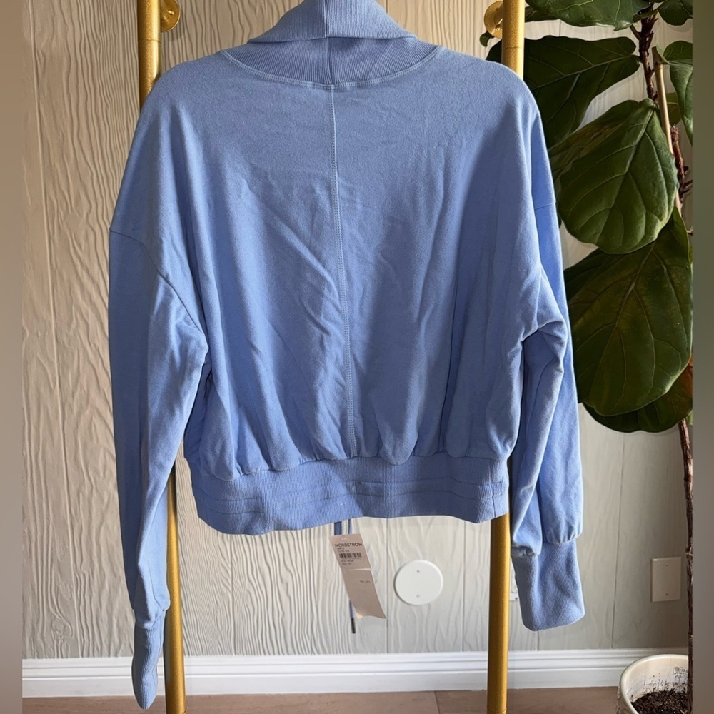 New Sweaty Betty Melody Luxe Fleece Pullover - Filter Blue | Sz 8/ Medium - Picture 3 of 7